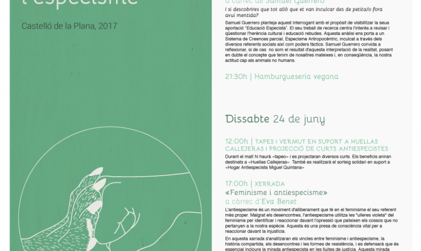 Jornades per l’alliberament animal i contra l’especisme Jornades per l’alliberament animal i contra l’especisme