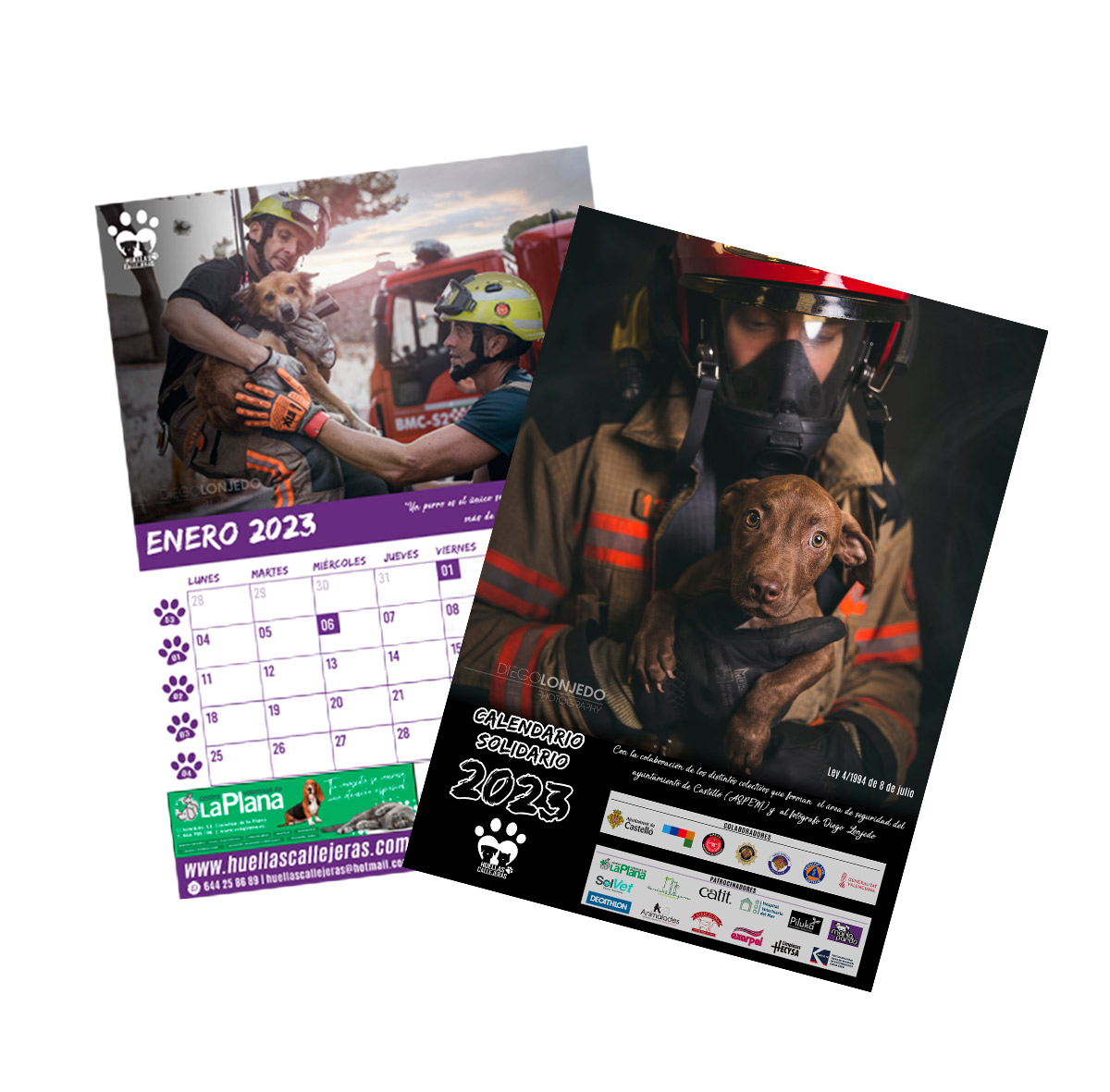 calendario-solidario-protectora-animales-huellas-callejeras-bomberos-policias-2023