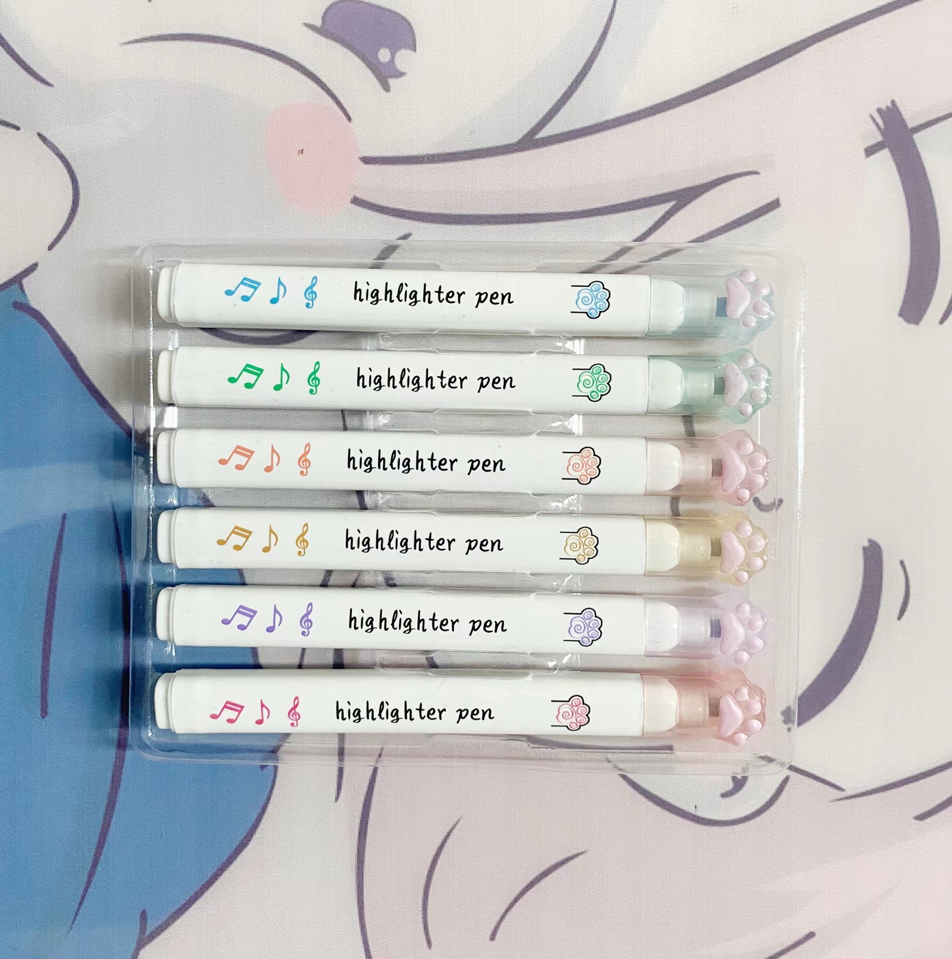 marcadores-rotuladores-subrayadores-blanco-colores-pata-gato-perro