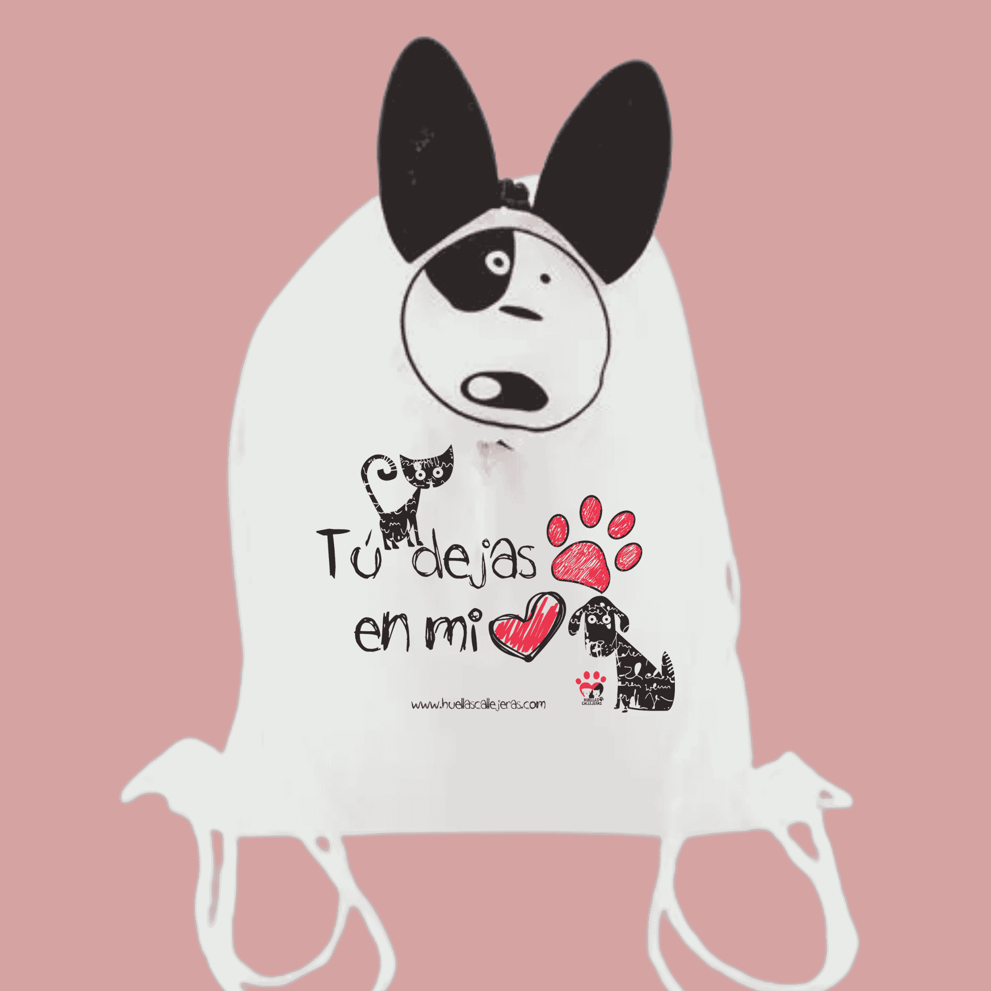 Mochila plegable perrito «Tú dejas huella en mi corazón»